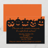 カボチャの彫りパーティー ハロウィン招待状 招待状 (正面/裏面)