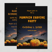 カボチャの彫りパーティー ハロウィン カボチャ こうもり シーズンカード (正面/裏面)