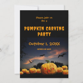 カボチャの彫りパーティー ハロウィン カボチャ こうもり シーズンカード