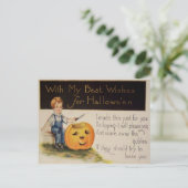 カボチャの彫刻 (ヴィンテージ ハロウィン カード) ポストカード (スタンド正面)