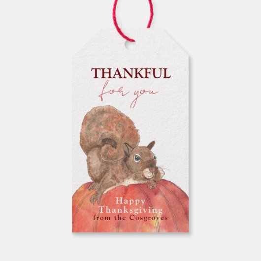 カボチャの感謝祭にリスに感謝 ギフトタグ (裏面)