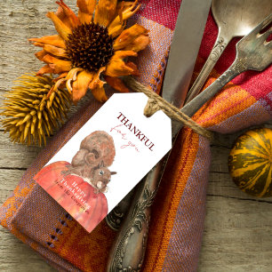 カボチャの感謝祭にリスに感謝 ギフトタグ