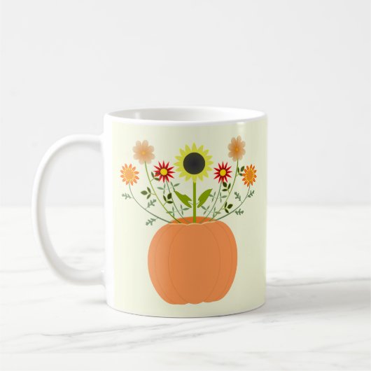 カボチャの感謝祭の花 コーヒーマグカップ (左)