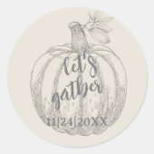 カボチャの感謝祭をエレガント集め素朴よう ラウンドシール (正面)