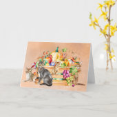 カボチャの感謝祭を飾るアビシニアン猫たち カード (黄色い花)