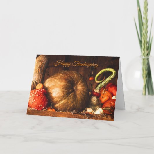 カボチャの感謝祭カードを持つ静物生活 シーズンカード (正面)