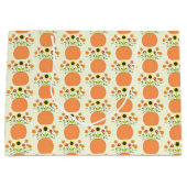 カボチャの感謝祭パターン（の模様が）ある花 ラージペーパーバッグ (正面)