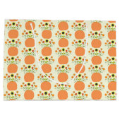 カボチャの感謝祭パターン（の模様が）ある花 ラージペーパーバッグ (裏面)