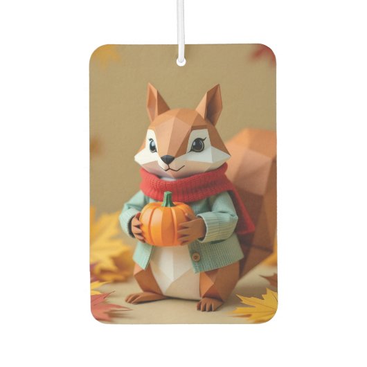 カボチャの折り紙リス | 秋空気清浄機 カーエアーフレッシュナー (正面)