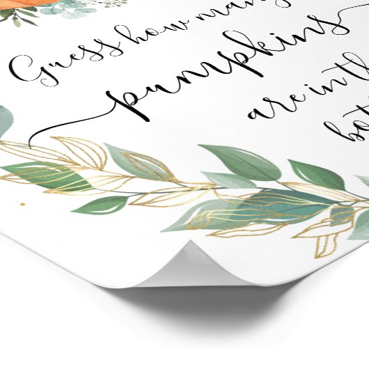 カボチャの数をボトルのサインで推測する ポスター (角)