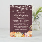 カボチャの文字列ライトサンクスギビングディナーフローラ 招待状 (スタンド正面)