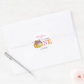 カボチャの最初の誕生日ステッカー ラウンドシール (封筒)