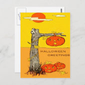 カボチャの木の葉 ジャック・オ・ランタン ポストカード (正面/裏面)