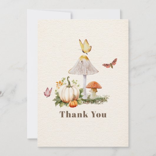 カボチャの木版昆虫女の子の赤ちゃんシャワー サンキューカード (正面)