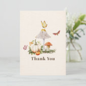 カボチャの木版昆虫女の子の赤ちゃんシャワー サンキューカード (スタンド正面)