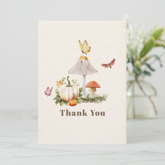 カボチャの木版昆虫女の子の赤ちゃんシャワー サンキューカード (スタンド正面)