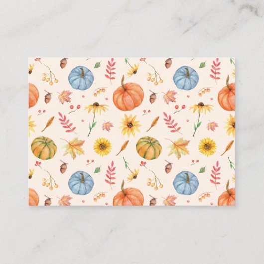 カボチャの本ベビー秋ベビーシャワー エンクロージャーカード (裏面)