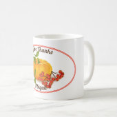 カボチャの果実と緑の葉秋感謝祭 コーヒーマグカップ (正面右)