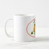 カボチャの果実と緑の葉秋感謝祭 コーヒーマグカップ (左)