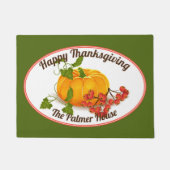 カボチャの果実と葉秋ハッピーサンクスギビング ドアマット (正面)