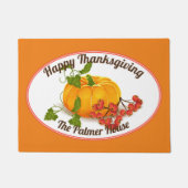 カボチャの果実オレンジ秋ハッピーサンクスギビング ドアマット (正面)