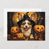 カボチャの森のかわいいハロウィーンコルギ シーズンポストカード (正面/裏面)