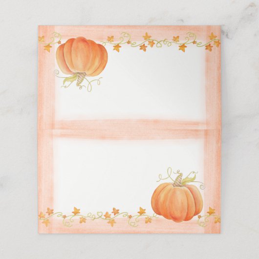 カボチャの水のカラーアート秋感謝祭カード プレイスカード (外部開封)