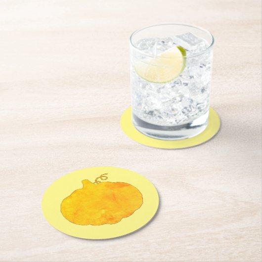 カボチャの水の絵画色 ラウンドペーパーコースター (インサイチュ)