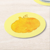 カボチャの水の絵画色 ラウンドペーパーコースター (アングル)