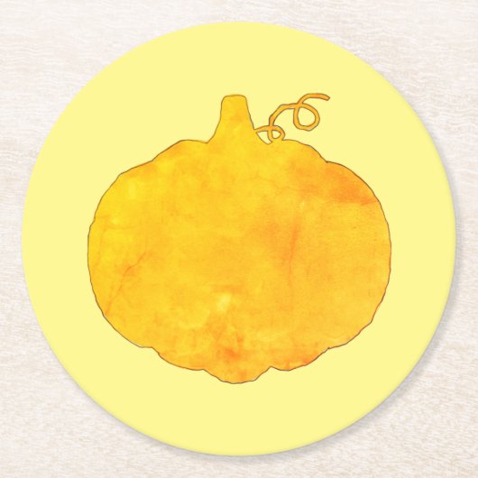 カボチャの水の絵画色 ラウンドペーパーコースター (正面)
