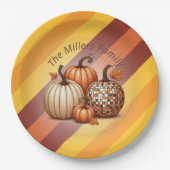 カボチャの水の色のパタエレガントーンパーソナライズされた ペーパープレート (正面)
