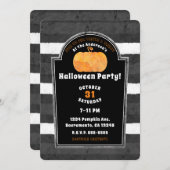 カボチャの水の色の不気味墓石ハロウィーン 招待状 (正面/裏面)