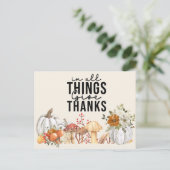 カボチャの水の色の穴と幸せな感謝祭 シーズンポストカード (スタンド正面)