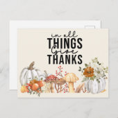 カボチャの水の色の穴と幸せな感謝祭 シーズンポストカード (正面/裏面)