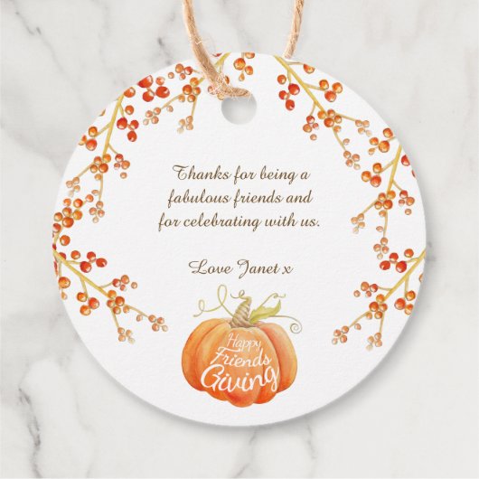 カボチャの水の色の芸術のフレンドリー フェイバータグ (裏面)