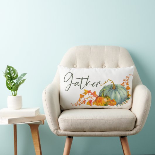 カボチャの水の色ギャザーファミリー名秋 ランバークッション (椅子)