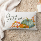 カボチャの水の色ギャザーファミリー名秋 ランバークッション (ブランケット)