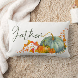 カボチャの水の色ギャザーファミリー名秋 ランバークッション