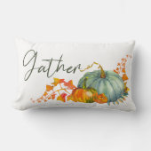 カボチャの水の色ギャザーファミリー名秋 ランバークッション (正面)