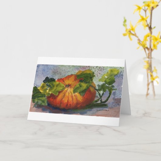 カボチャの水彩 カード (黄色い花)