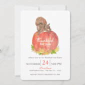 カボチャの水色のリス感謝祭 招待状 (正面)