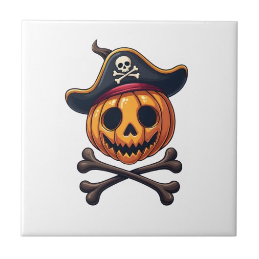 カボチャの海賊 ハロウィン ドクロ Tシャツ タイル (正面)