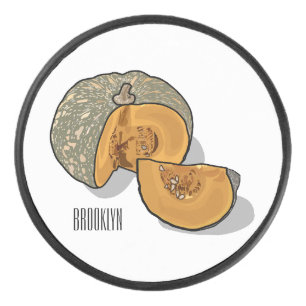 カボチャの漫画イラストレーション アイスホッケーパック