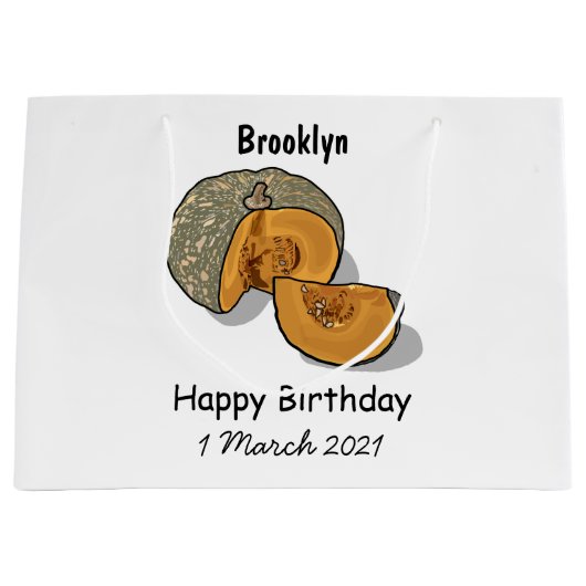 カボチャの漫画イラストレーション ラージペーパーバッグ (正面)