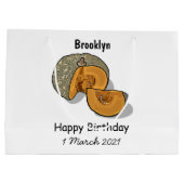 カボチャの漫画イラストレーション ラージペーパーバッグ (裏面)