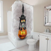 カボチャの猫ハロウィンが怖い漫画 シャワーカーテン (インサイチュ)