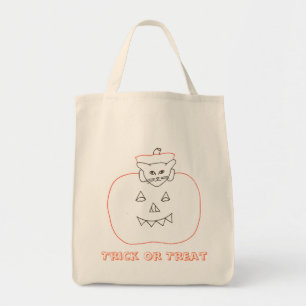 カボチャの猫ハロウィーンスケッチのキャンバスバッグ トートバッグ