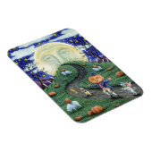 カボチャの男が月の中で男に会うハロウィーン マグネット (右側)