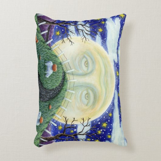 カボチャの男はハロウィーンの月の中で男に会った アクセントクッション (正面(垂直))