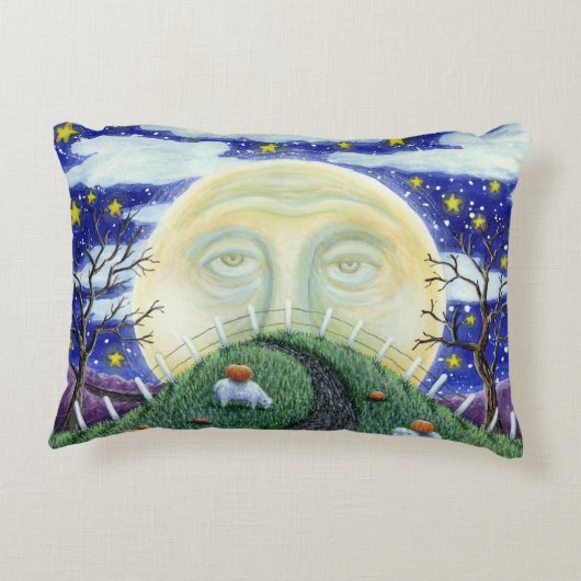 カボチャの男はハロウィーンの月の中で男に会った アクセントクッション (裏面)